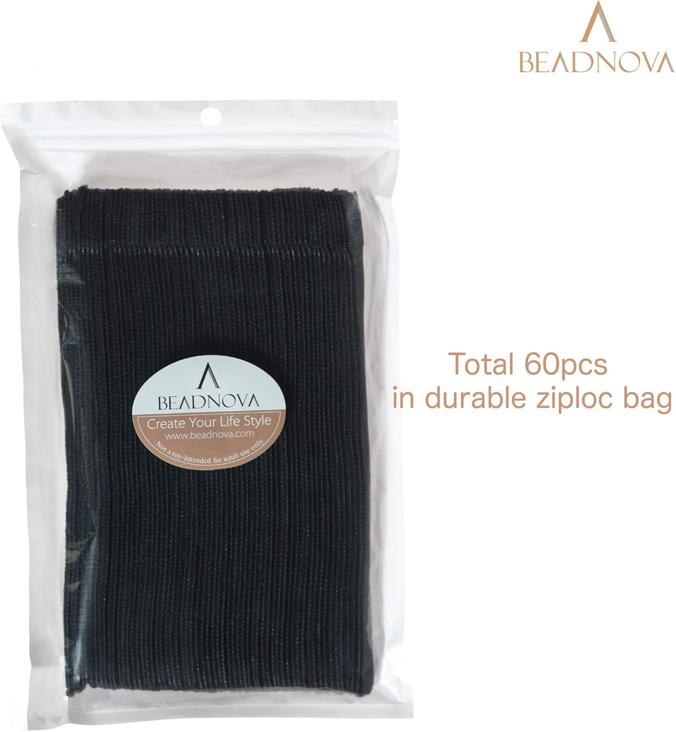 BEADNOVA Wire Organizer Cord Reusable Cable Ties Adjustable Rope Holder (8 Inches, 60 Pieces, Black) - 2)Black image number 5