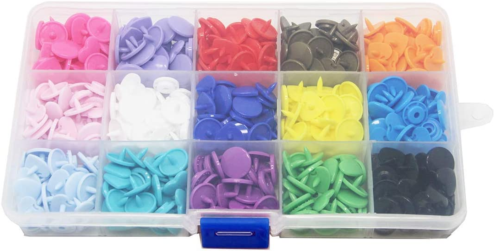 150 Set KAM Snaps, Betterjonny 15 Colors Heart Shape KAM Snap Kits with Storage Container KAM T5 Size 20 (1/2") Plastic Buttons Resin Pressure Button Poppers Snap Buttons for Sewing DIY Craft Buttons Clothing Accessories image number 1