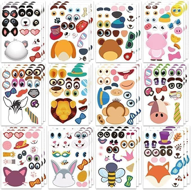36 Sheets Make-A-Face Stickers for Kids (690 Stickers) Make Your Own Animal 12 Themed Gift Kids' Party, Student Reward, Art Craft, Party Favors, School Rewards image number 1