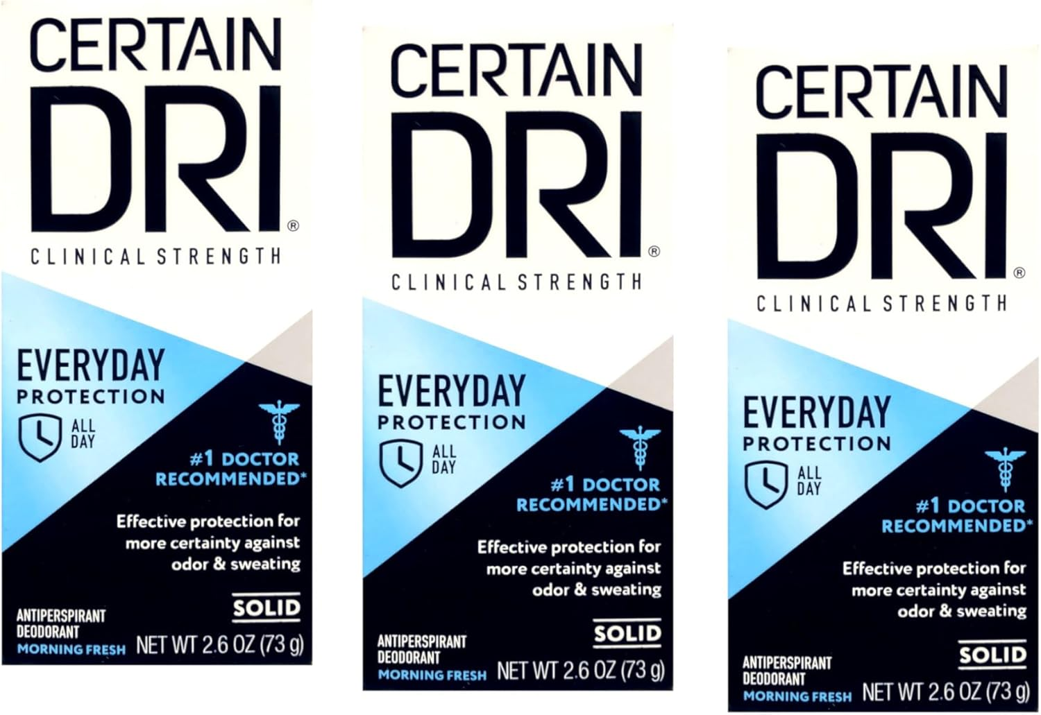 CERTAIN DRI Everyday Strength Clinical, Antiperspirant/Deodorant, Morning Fresh Solid 2.6 Oz (Pack of 3) image number 2