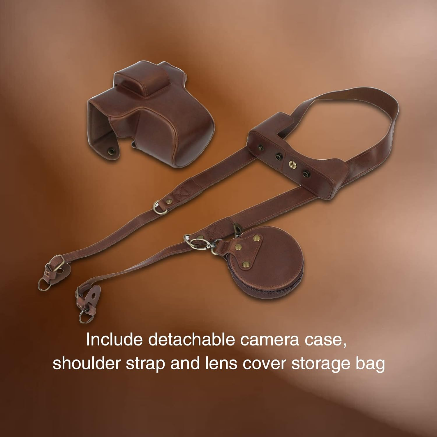 Z Fc Zfc Camera Caserieibi PU Leather Case with Strap for Nikon Z Fc Zfc 28Mm F/2.8 SE, 16-50Mm F/3.5-6.3 Lens, Coffee, S, Coffee - Brown image number 4