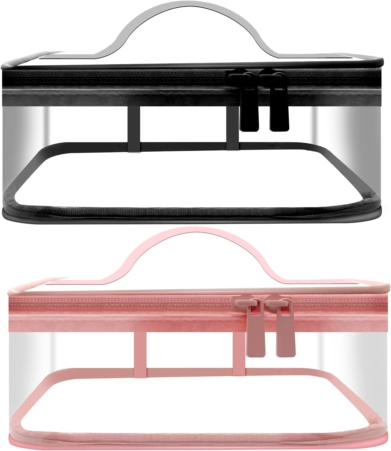 MYYZMY Clear Makeup Bags, 2 Pcs Transparent Cosmetic Bags, Black