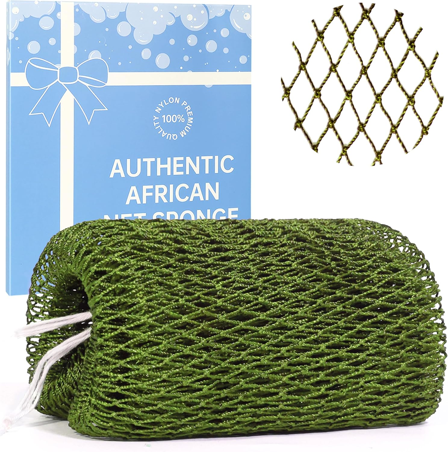 African Net Sponge with Knots,Authentic Exfoliating Bath Sponge for Deep Cleansing, Long-Lasting Body Scrub, Shower & Bath Accessories for Women & Men (Dark Grey)