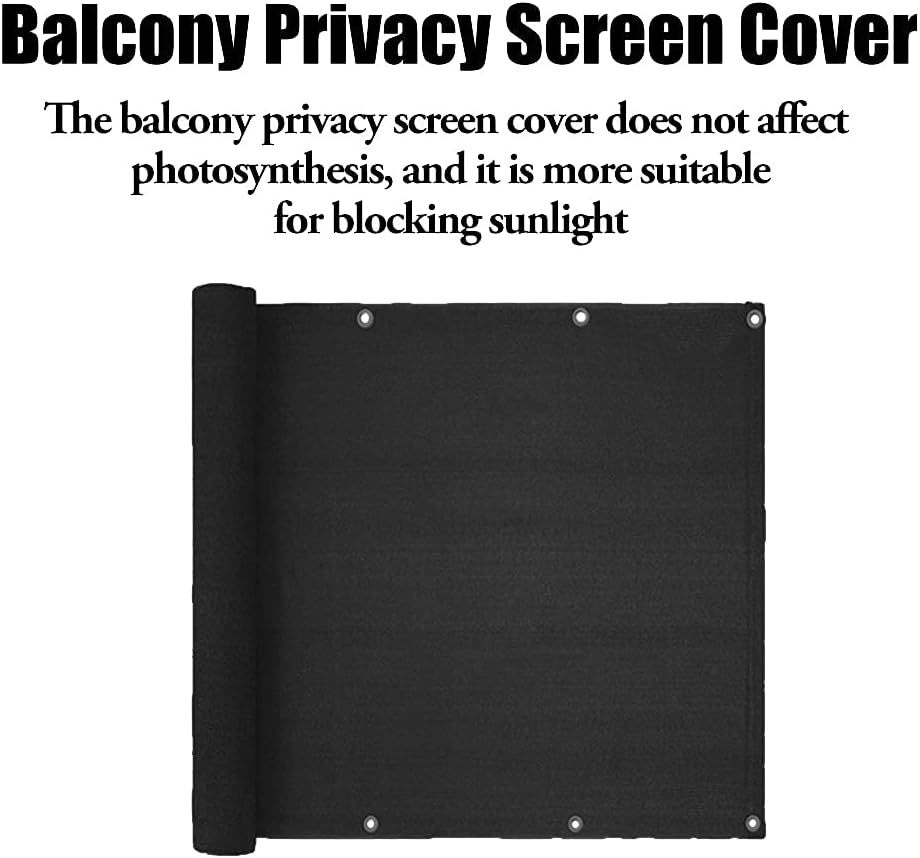 Balcony Privacy Screen, 35.4X196.8Ft Balcony Windscreen Weather-Resistant Shield Windscreen Cover, Mesh Sun Shade UV Protection for Balcony Porch Deck Terrace Patio Backyard Railing (Black) image number 2