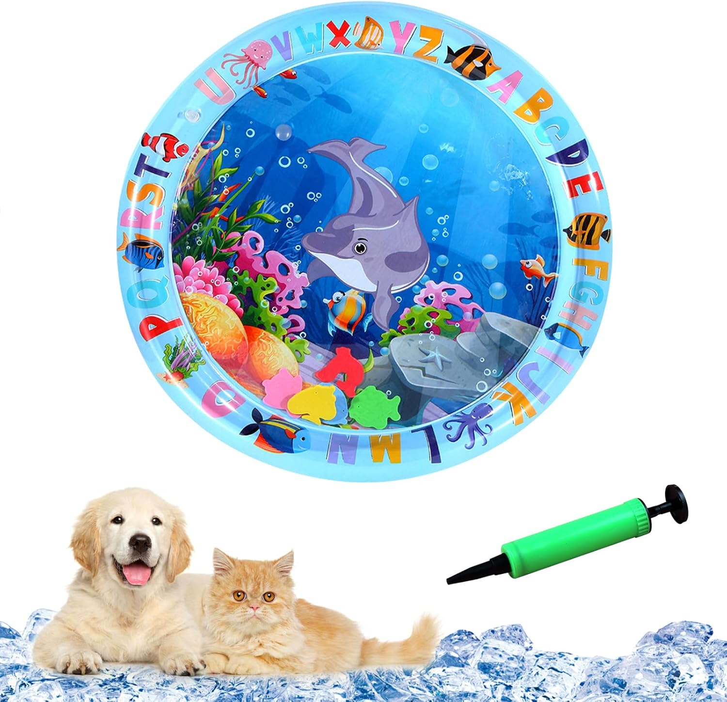 Water Sensory Playmat Cats, Inflatable Cooling Mat for Cats, Sensory Water Playmat Cats Dogs, Thickened Water Play Mat Cat, Summer Play Water Sensor Mat for Small Dogs and Cats (Style 2) image number 1