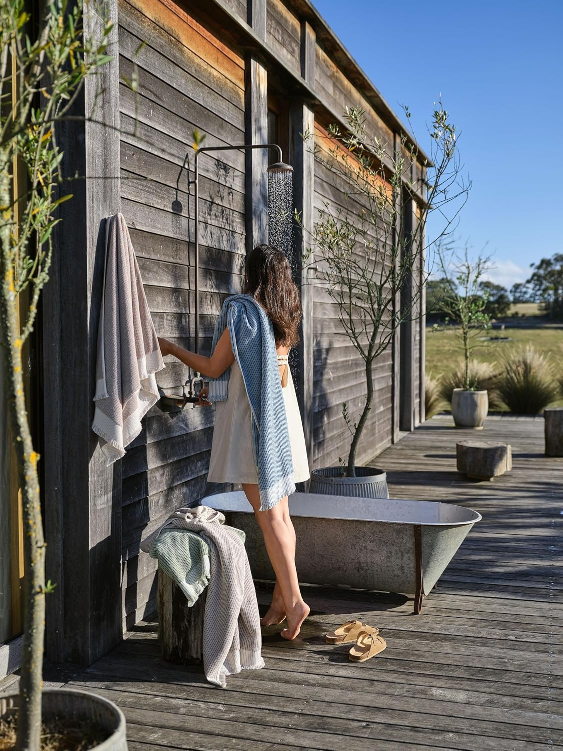 Linen House Alara 580 GSM Face Washer, Rust, 33 Cm X 33 Cm Size - Blue image number 2