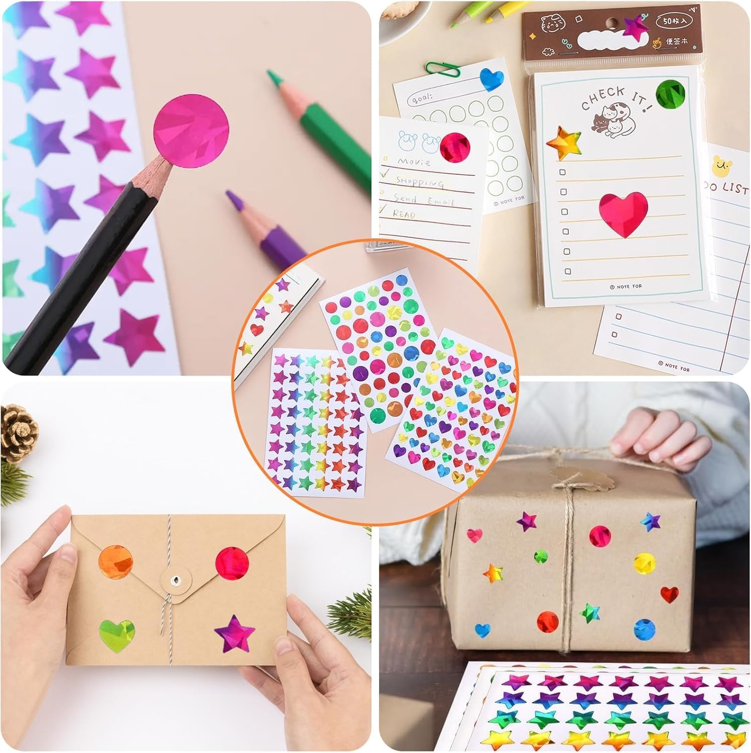 Fyvadio 2052 PCS Star Stickers for Reward, Small Sparkly Holographic Sticker for School Classroom Student Teacher Supplies Behavior Reward Chart and DIY Decoration image number 5