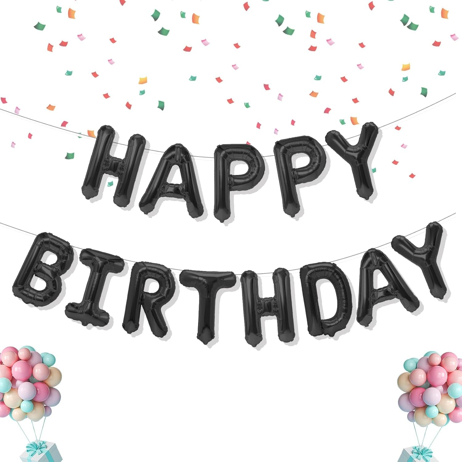 Black Happy Birthday Banner Happybirthday Balloon Happybirthday Signblack Balloons Happybirthday Backdrop Birthday Party Decorations Birthday Decor Birthday Decorations for Men-Black