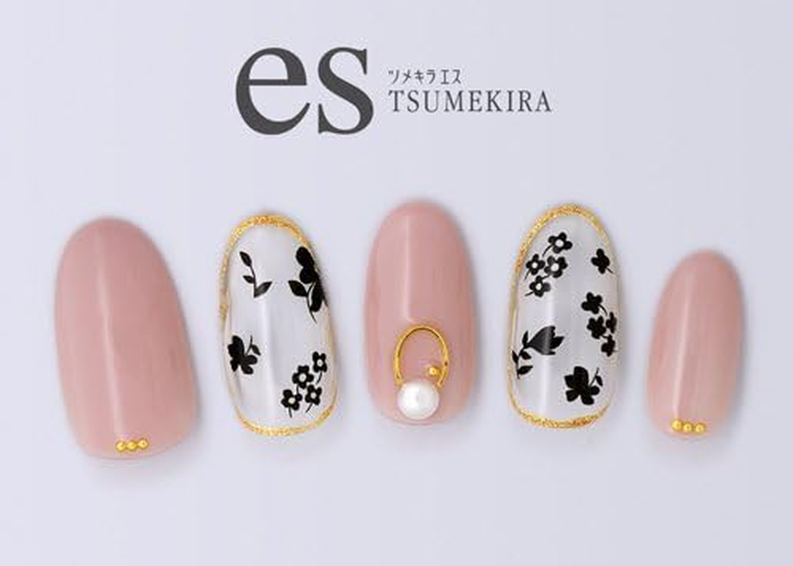 TSUMEKIRA ES-LIF-102 Nail Stickers, ES Little Flowers, Black, Multicolor
