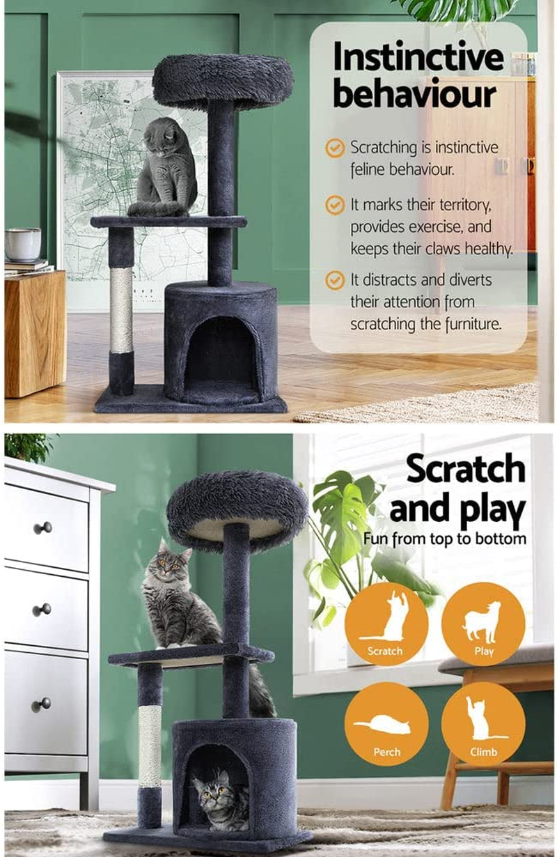 I.Pet Cat Tree 94Cm, Multi-Level Cat Tower with Condo, Cat Scratching Post Pet Scratcher for Indoor Kittens, Wooden Play Towers & Trees for Cats, Dark Grey image number 2