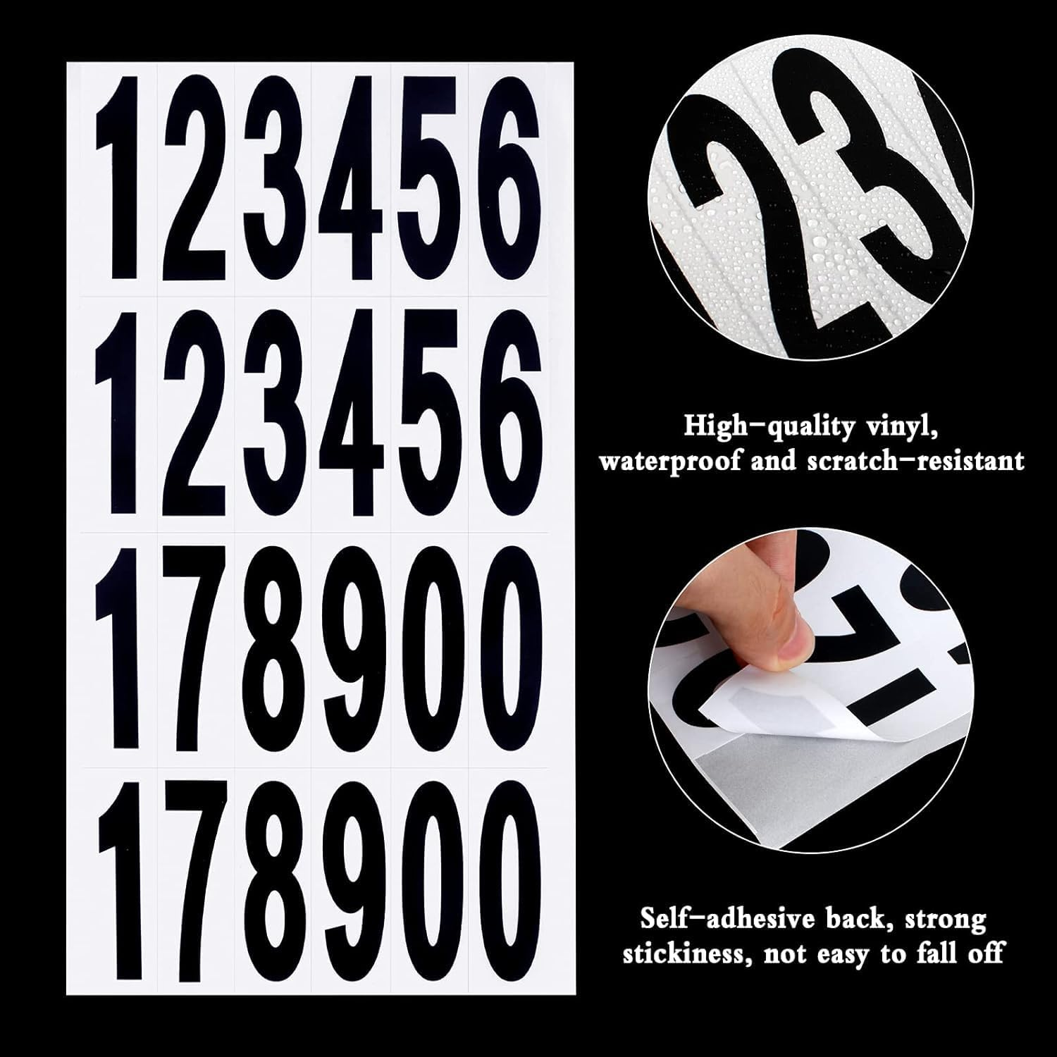 12 Sheets Number Stickers, Mailbox Numbers Self Adhesive Waterproof Vinyl Numbers for Mailbox, Sign, Window, Door, Car, Truck, Home, Business, Address (Black) image number 2