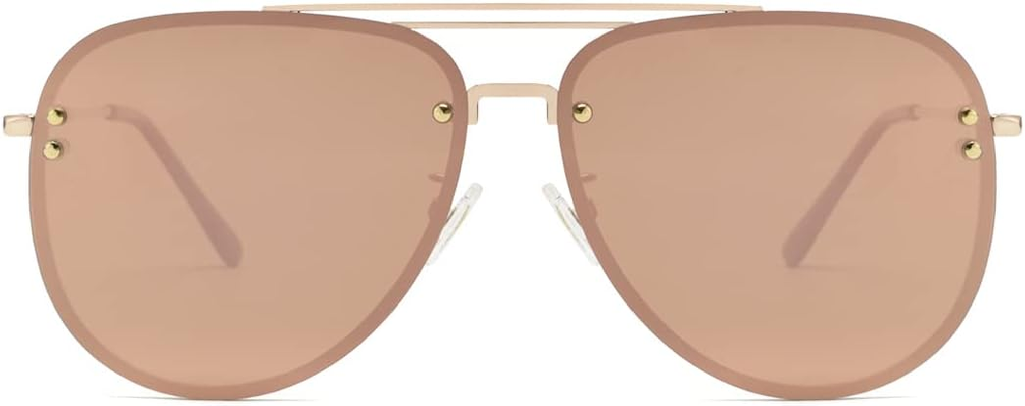 Premium Rimless Oversized Aviator Sunglasses for Women, Polarized PC Lens UV Protection Women&rsquo;S Shade VF2203 image number 6