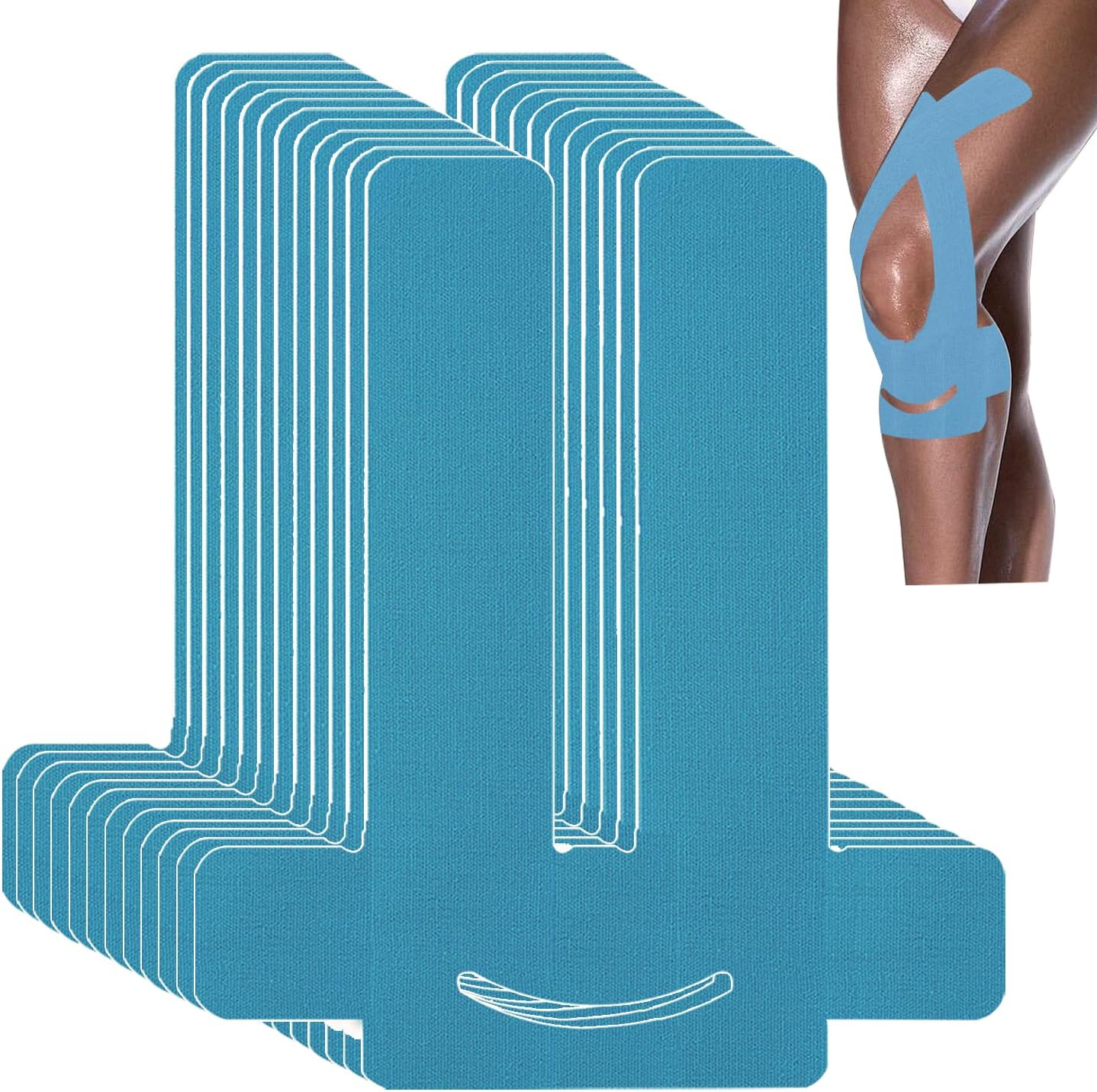 ANAMPION Pack of 12 Kinesiotapes Pre-Cut for Knees (Black, Pack of 12)