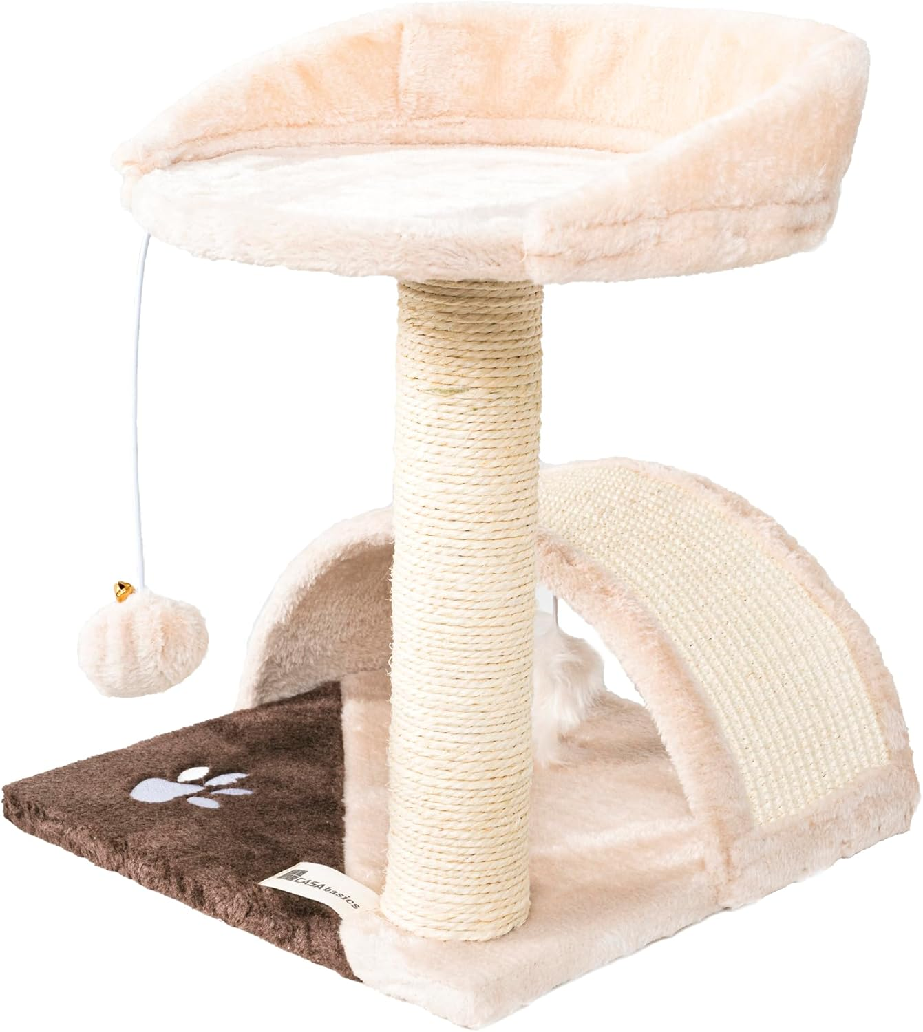 CASA Basics Cat Tree, 45 Cm Height, Compact Design with Scratching Post, Platform, Toys, Activity Trees (Gray and Beige)