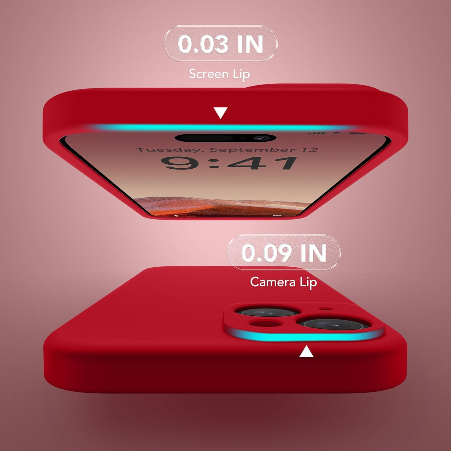 Suydanbox Magnetic for Iphone 14 Case, Compatible with Magsafe, [Full Camera Protection][Screen Protector] Silicone Shockproof Protective Phone Case for Iphone 14 6.1 Inch, Deep Red image number 5