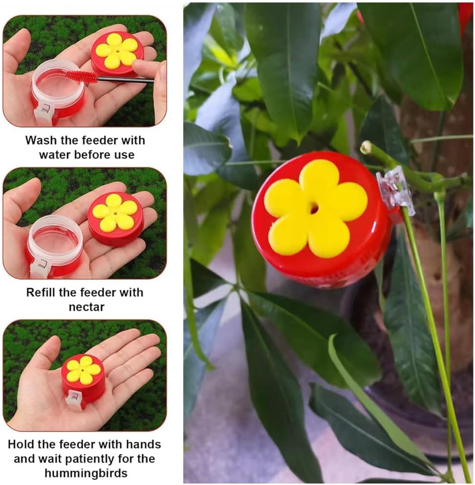 Handheld Hummingbird Feeders with Clips,Granmagazz 2Pcs Mini Handheld Window Feeder, Hand Hummingbird Feeders, Hummingbird Feeder Handheld with Cleaning Brush for Outdoor Supplies image number 1