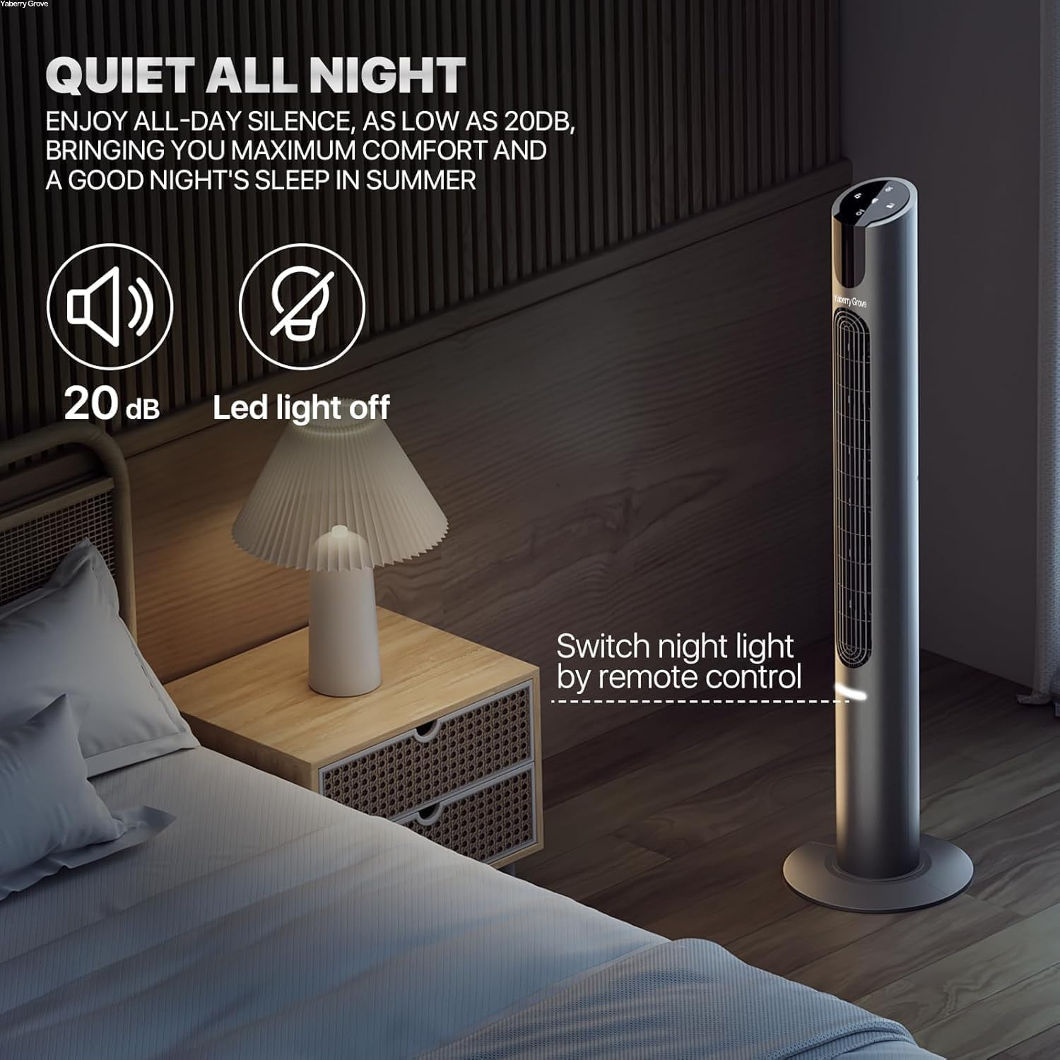 115CM Oscillating Quiet Tower Fan with Remote Control 8 Speeds 12H Timer Portable LED Display,Dc,20 Db,15M/S Electric Air Circulator Cooling Floor Standing Fan for Home Bedroom Office Living Room image number 3