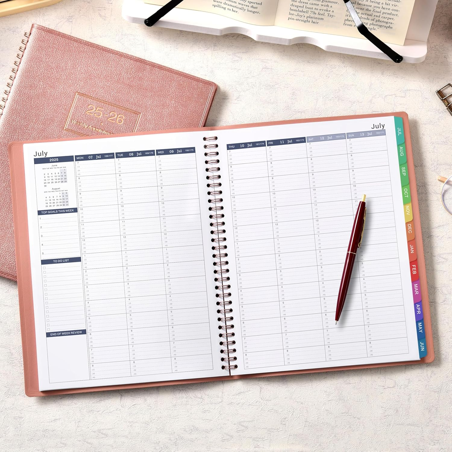 Artfan 2025-2026 Weekly Appointment Book/Planner, 9" X 11", 8" X 10", Daily/Hourly Planner image number 2