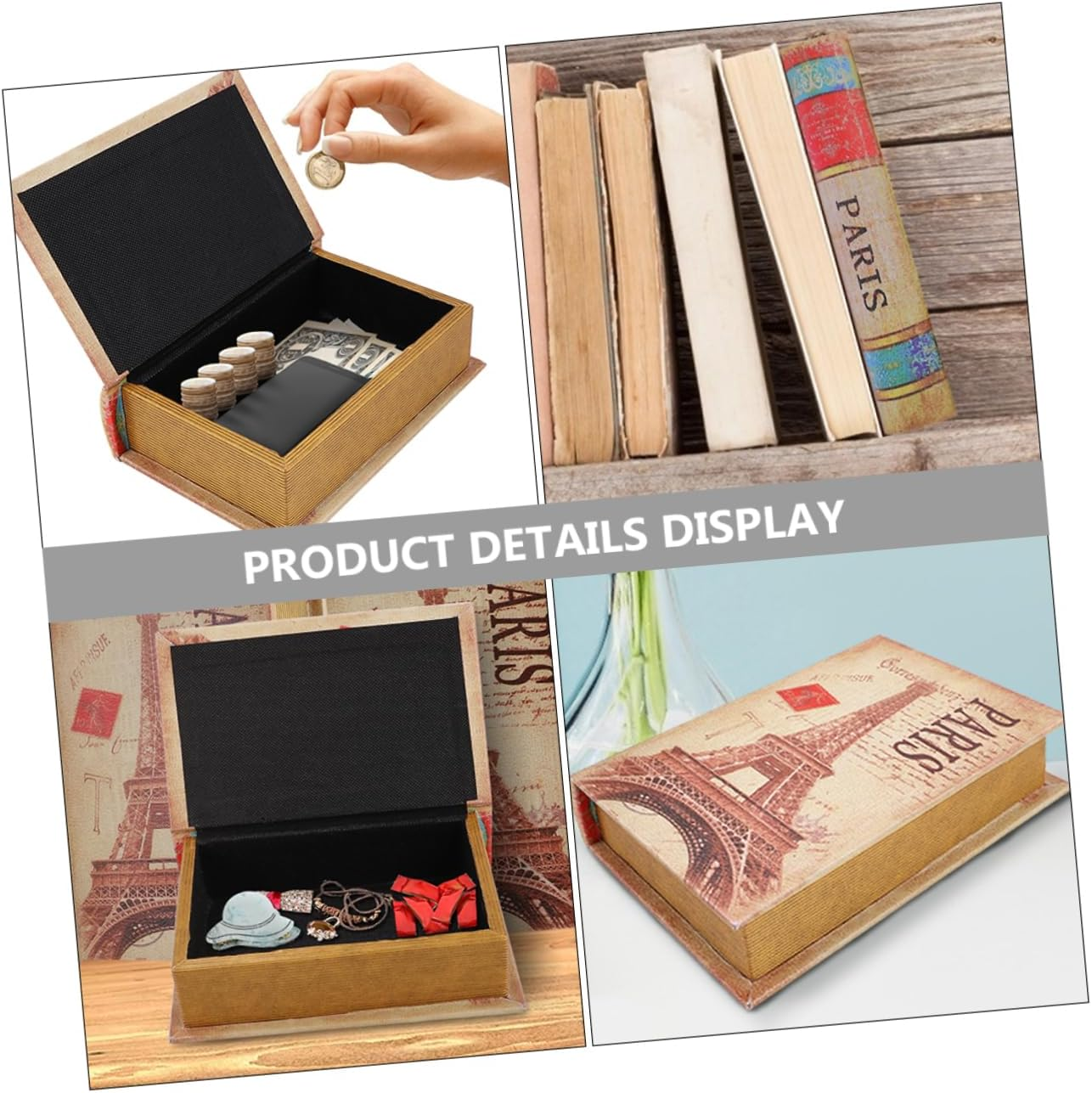 False Decorative Ornament Jewelry Keepsake Box Vintage Faux Book Model Treasure Chest Unique Home Office Decor Chic Book Shaped Storage Box for Accenting Any Room image number 6
