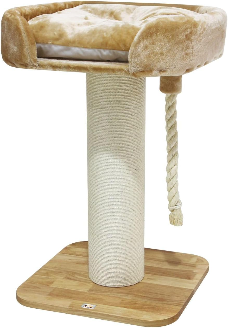 Pet Scene 98Cm Tall Cat Scratching Post Perch Bed Kitten Climbing Tower Tree Play Gym Scratcher Wooden Pet Furniture House Stand Dangling Sisal Rope