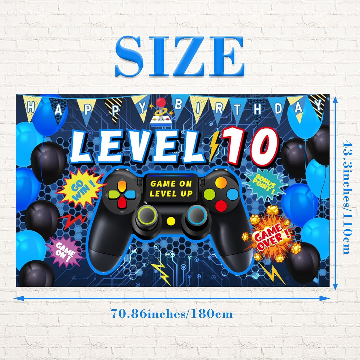 Vlipoeasn 10Th Boys Video Game Birthday Decorations - Backdrop image number 4