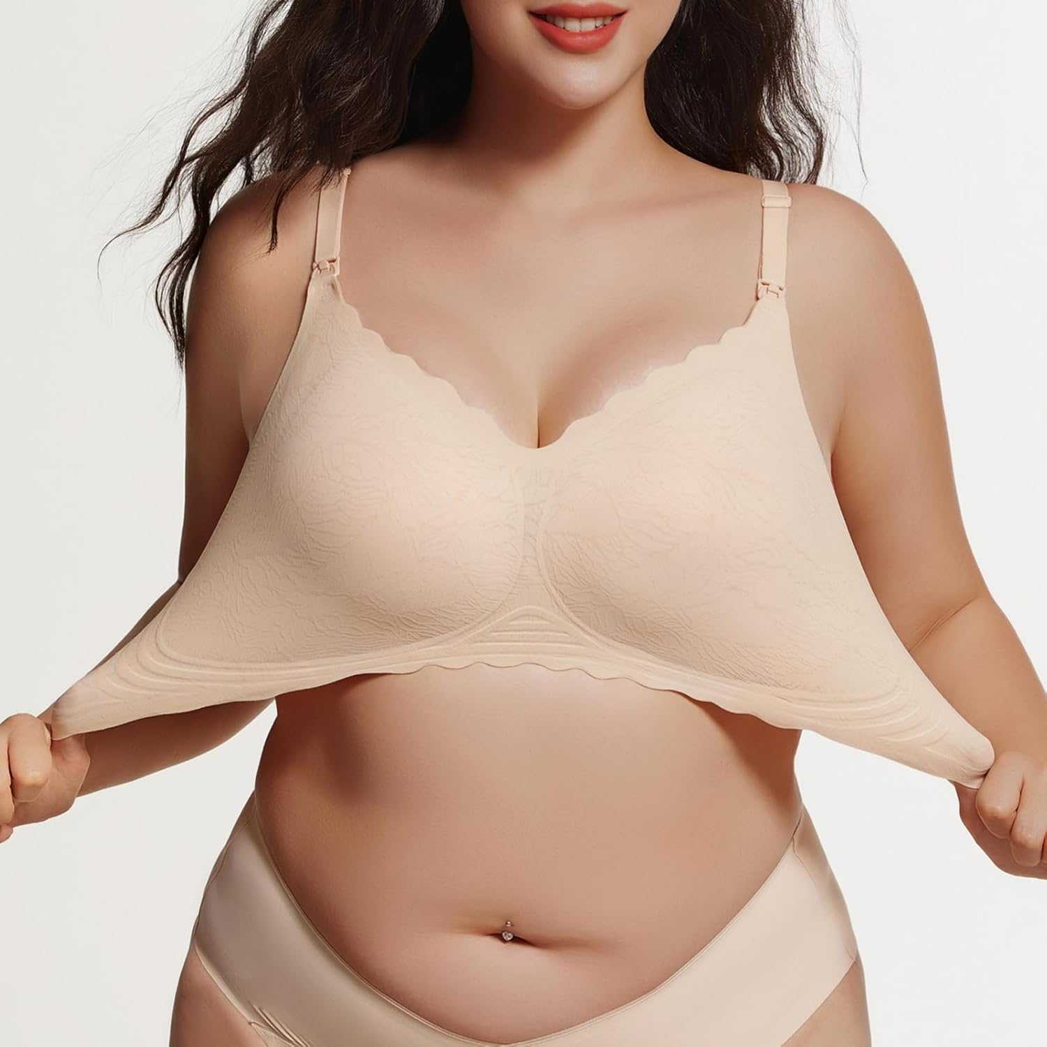 Seamless Maternity Nursing Bra - Ultra-Comfortable Wireless Support, Adjustable Wide Straps & 3D Lift, Breathable Fabric for Nursing Sleep Bra image number 2