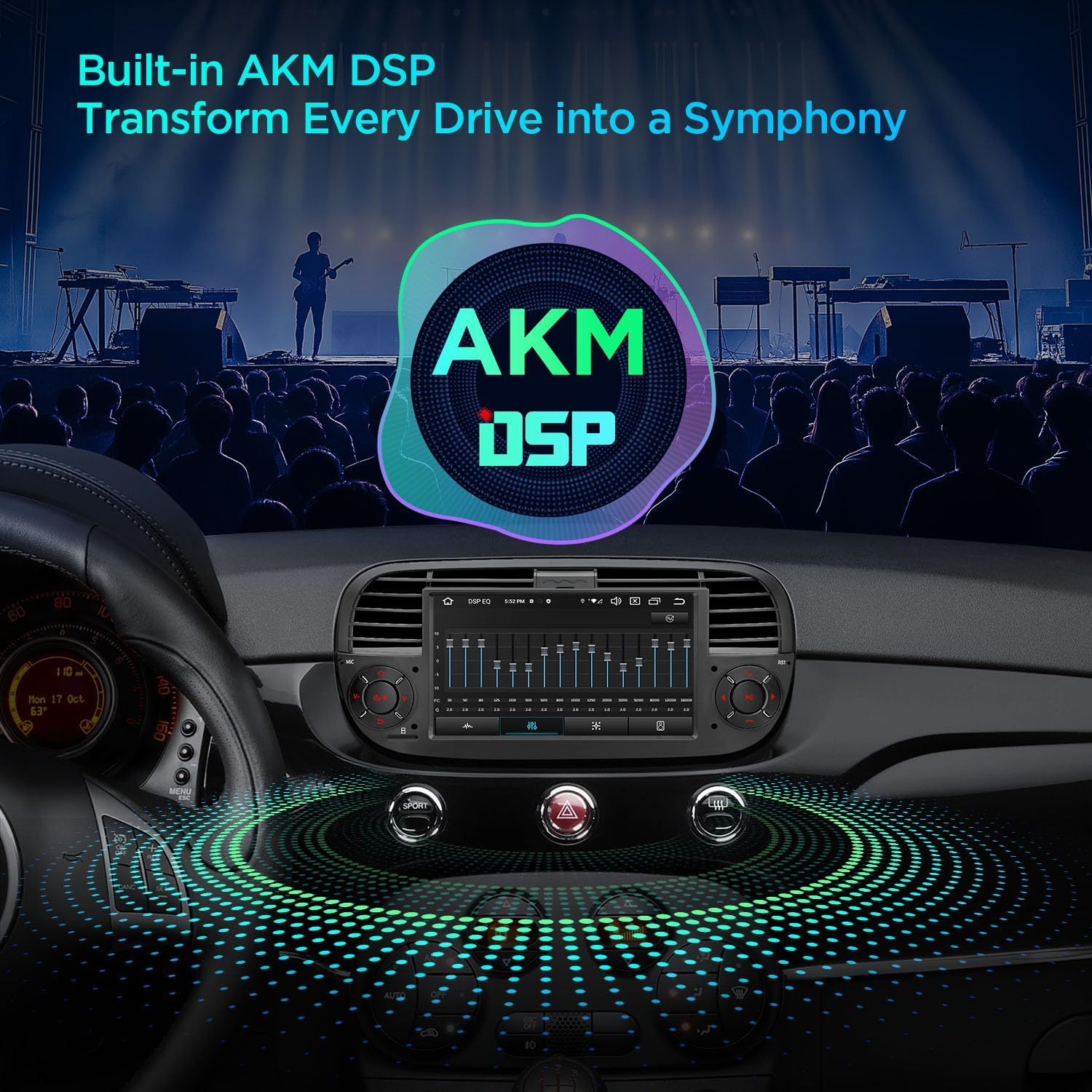 XTRONS for Fiat 500 (2007-2015) Touch Screen Radio, 7 Inch Android 14 Car Stereo for Fiat 500 Replacement Head Unit Built-In DSP Car Play Android Auto 4+64GB (Black) image number 4