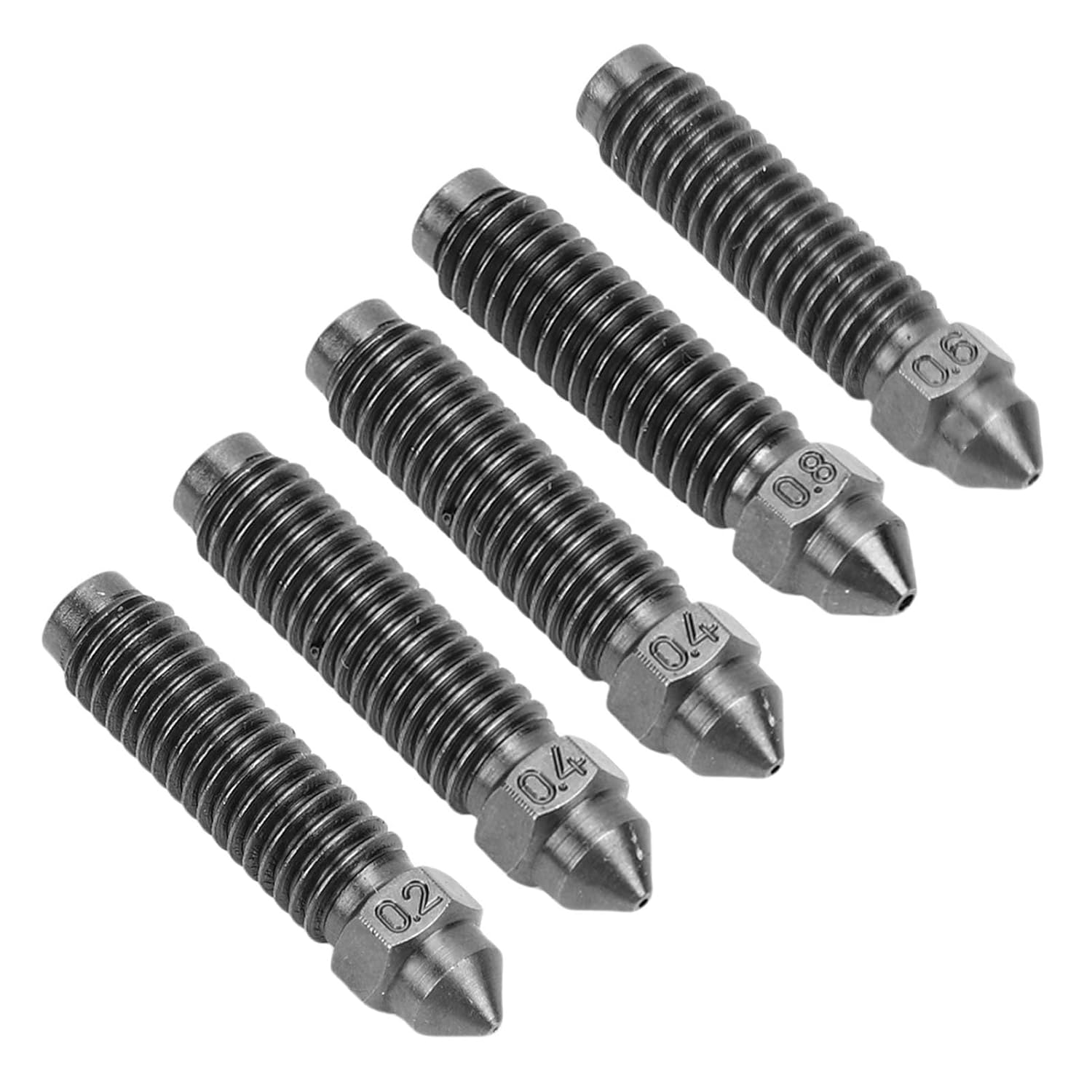 Jectse Carbon Hardened Steel 3D Printer Nozzle Set for High Speed Printing and Multi Material Compatibility, 5Pcs Replacement Nozzle Kit for ELEGOO, PLA/ABS/TPU Printers image number 1