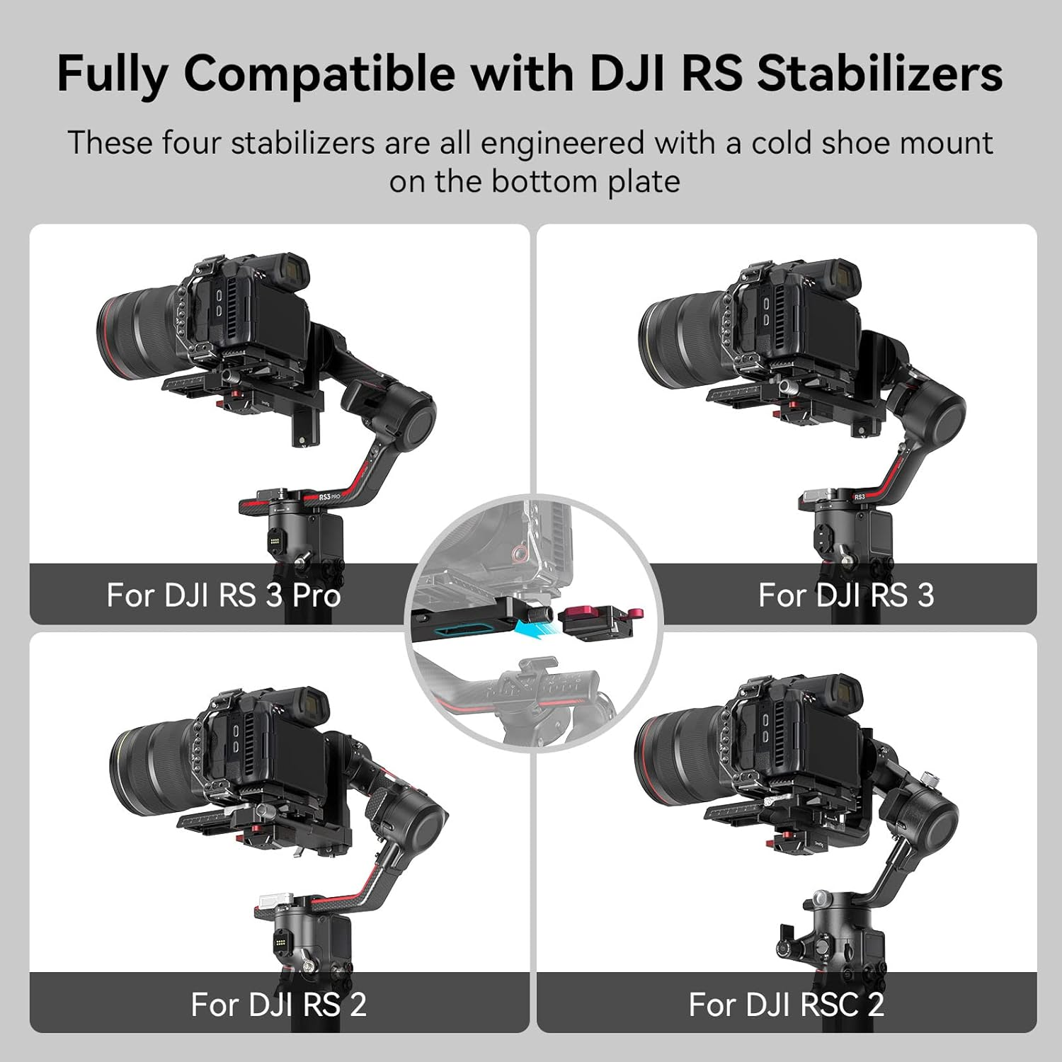 Smallrig Mini V Mount Battery Plate for DJI RS 3 / RS 3 Pro/Rs 2 / RSC 2 Gimbals, Comes with V-Lock, Cold Shoe & 1/4"-20 Threaded Holes for V Mount & NP-F Battery - 4189 image number 4