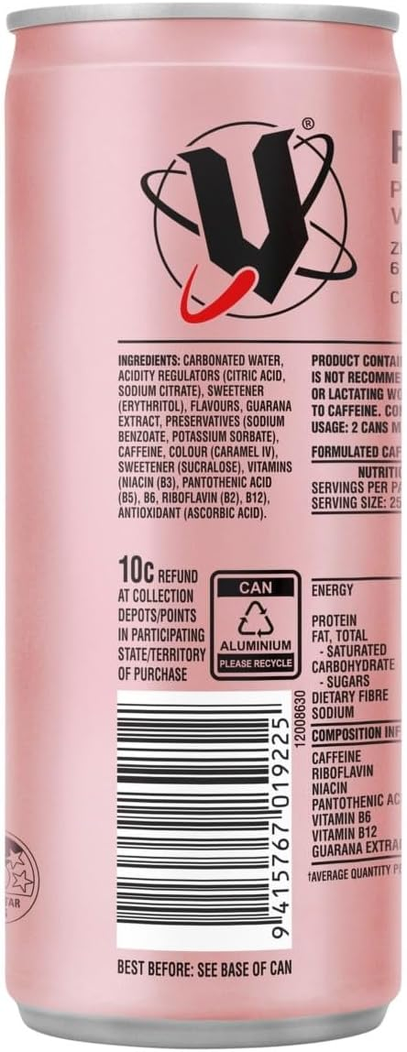 V Refresh Pineapple and Watermelon Energy Drink Can 24 X 250 Ml image number 2