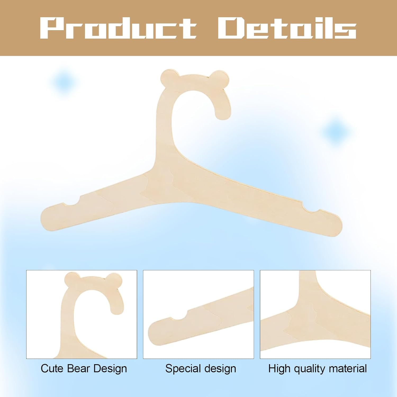 Baby Hangers, 10 Pack Small Clothes Hangers for Baby Wardrobe Organization, 22.8 X 12.1 Cm Toddler Coat Hangers, Ideal for Newborn to 24 Months Clothing Storage image number 5