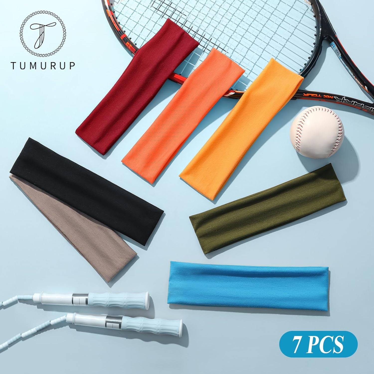 Tumurup Women'S Sports Headband, 7 Pieces Hair Band, Women'S Thin Elastic Hair Bands, Non-Slip Headband, Soft Hair Band, Yoga, Fitness, Running image number 1