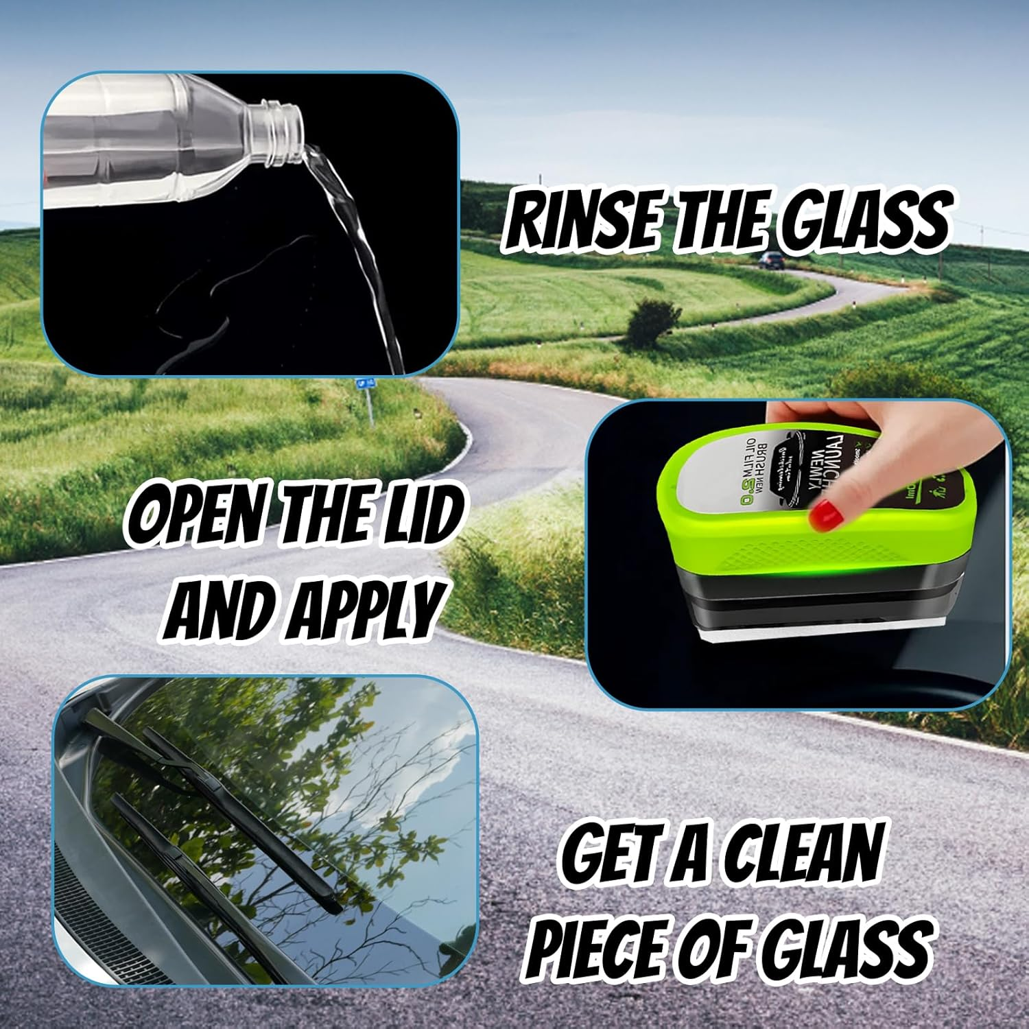 Clear Vision Windscreen Cleaner, 3 Pack Car Glass Cleaner for Clear Vision, Oil Film Removal Tool for Rainy Day Driving and Daily Maintenance image number 3