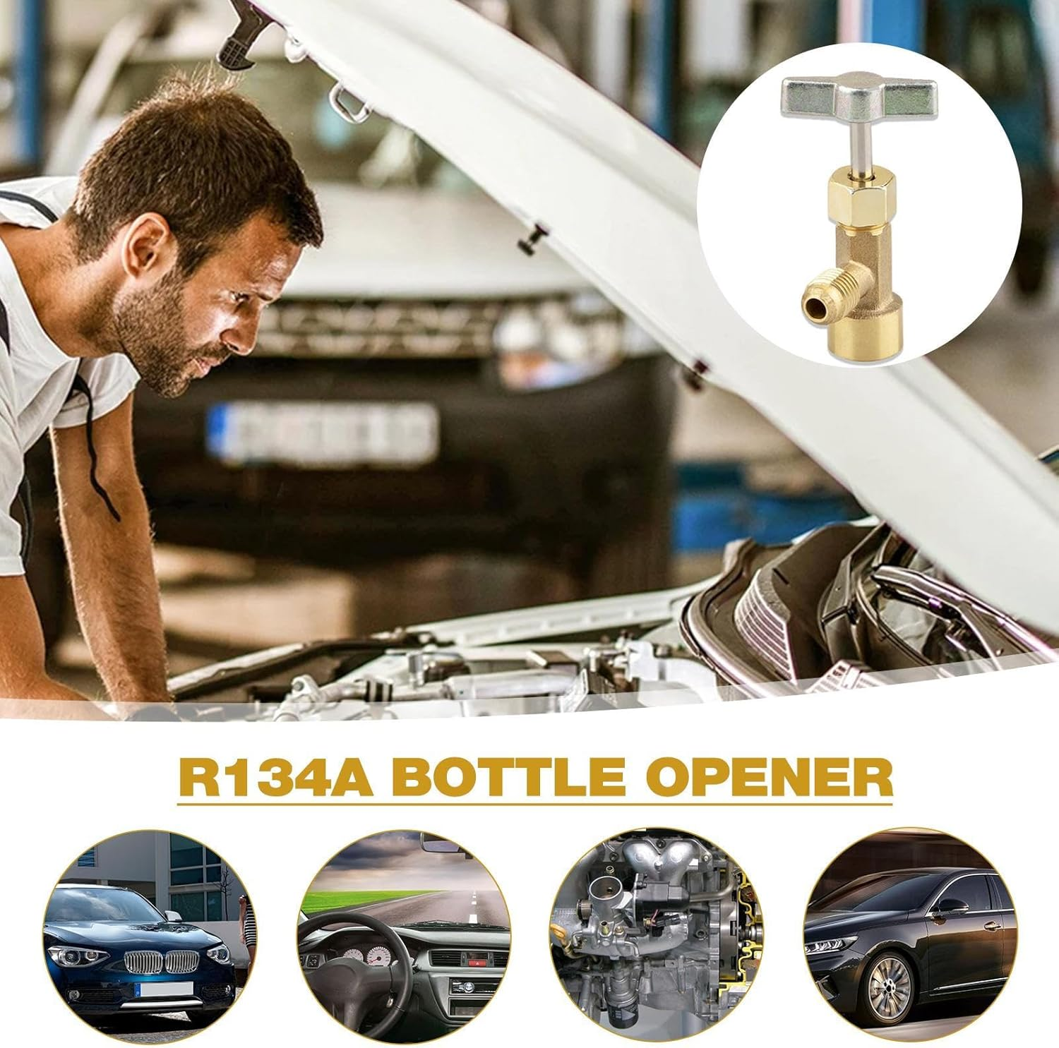 ALASSE R134A Can Tap, Brass, Copper Body Globe Valve, 1/4 in SAE, Refrigerant Can Tap, AC Accessory image number 5