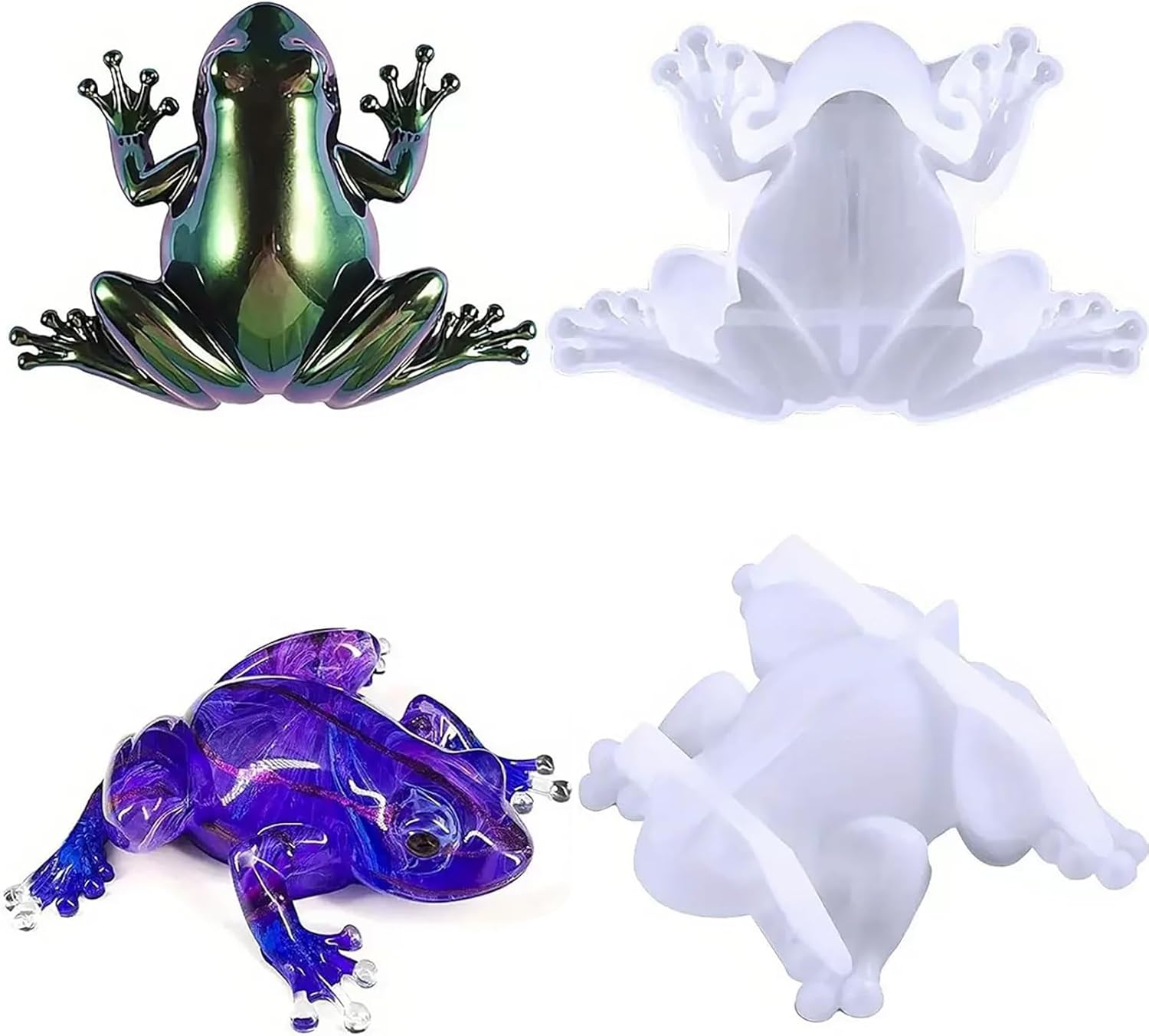 2Pcs Silicone Frog Resin Molds - 3D Animal Silicone Resin Mold for Epoxy Casting, Frog-Shaped Resin Mold for DIY Resin Clay Art Craft/Table Home Halloween Decor Resin Accessories (A-Frog) image number 2