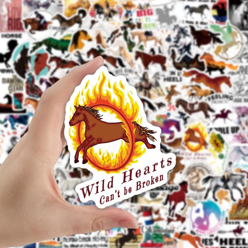 100PCS Horse Riding Stickers, Aesthetic Equestrian Vinyl Decals for Laptop, Water Bottles, Skateboard, Luggage & Guitar, Trendy Horsemanship Designs, Great for Horse Lovers & DIY Crafts image number 1