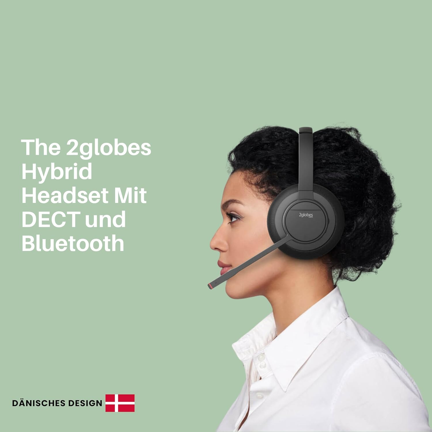 2Globes Hybrid X.5: Advanced DECT & Bluetooth Stereo Headset with ANC - USB-C Connectivity - Black image number 2