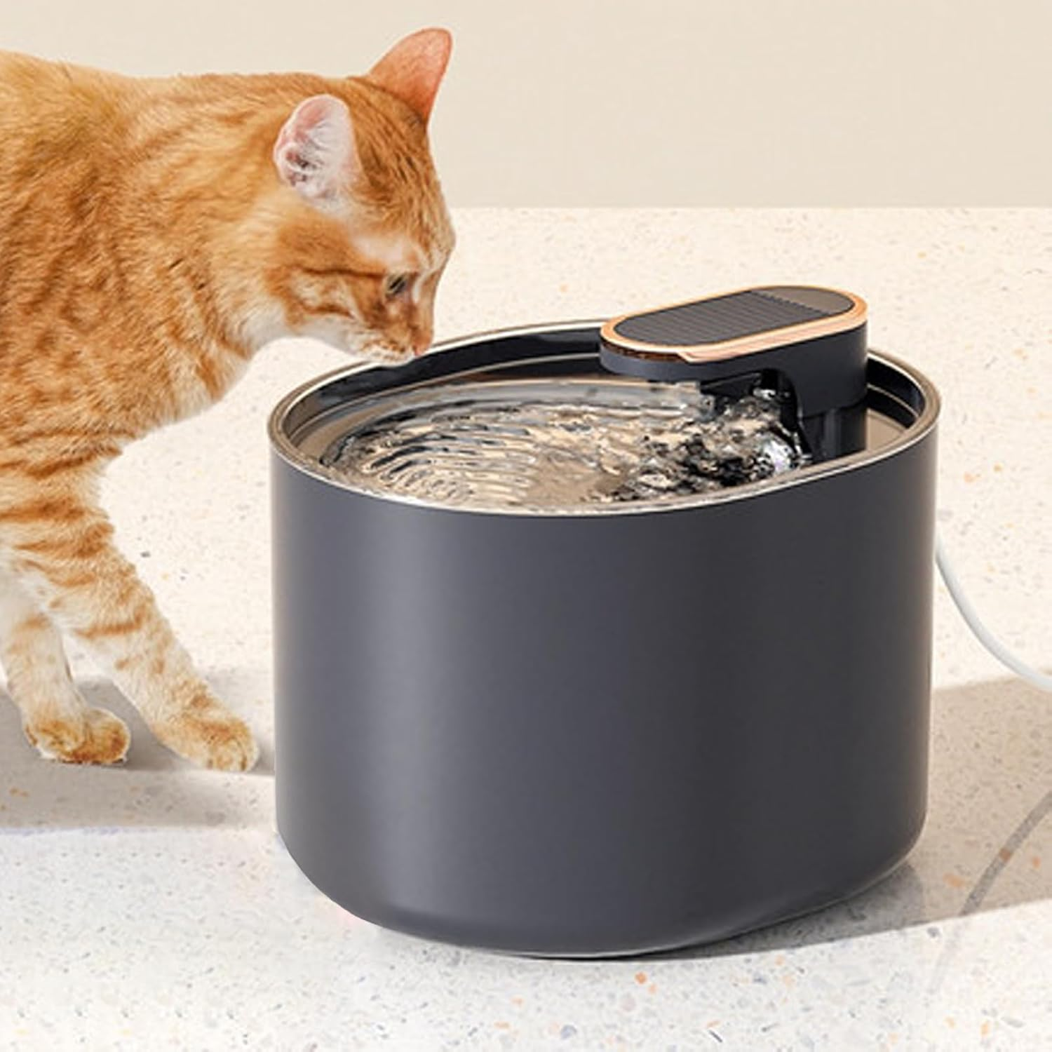 PORIYA 3L Pet Water Fountain Cat Dog Automatic Electric Drinking Dispenser Filter with LED Indicator Carbon Filter for Cats Dogs (Grey, 3L)