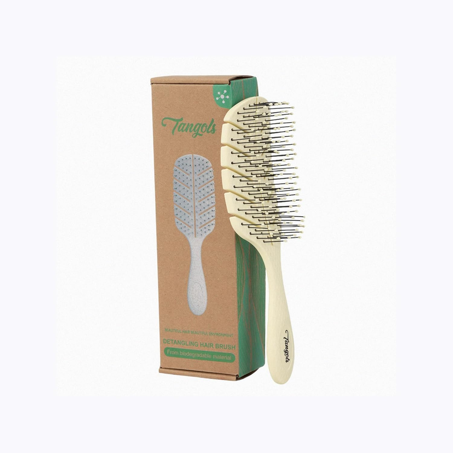 Tangols Soft Detangling Hair Brush &ndash; Soft Hair Brush for Kids & Adults with Ultra-Soft anti Knot Nylon Bristle, Eco-Friendly Tangle-Free Styling for Dry, Wet, Curly & for All Hair Types(Green)