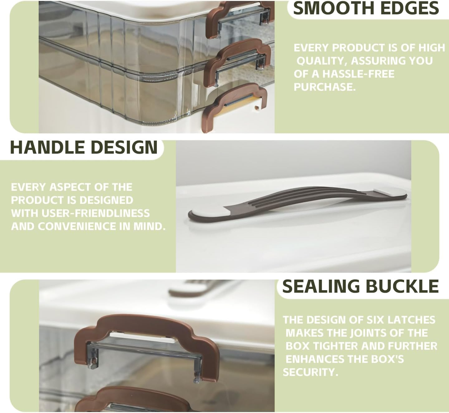 AVITONG 3-Layer Medicine Storage Box, Large Capacity First Aid Organizer with Handle, Moisture-Proof & Dustproof, Multi-Purpose Plastic Storage Container for Medicine, Cosmetics,Household Essentials image number 4