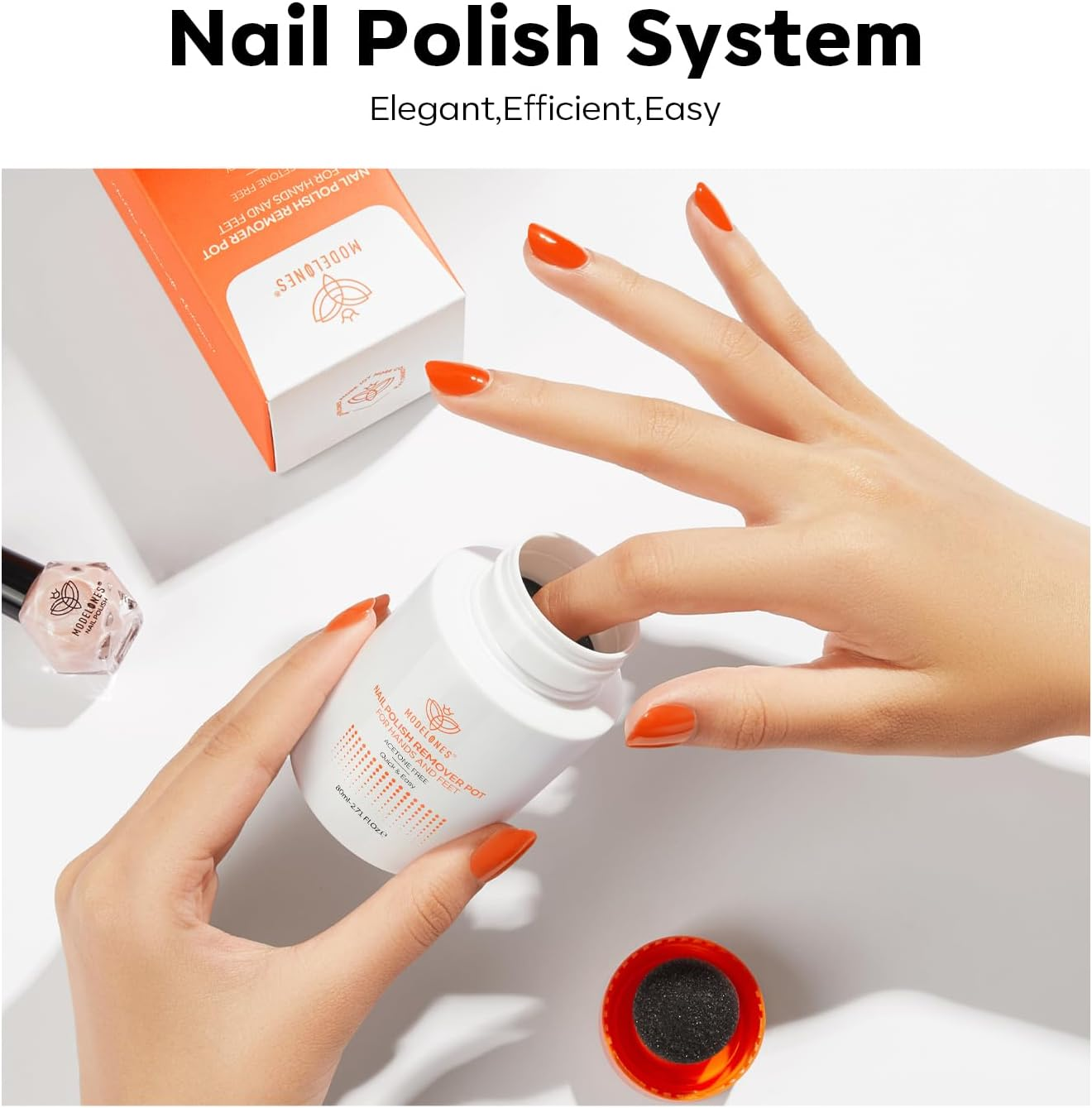 Modelones Nail Polish Remover Acetone-Free & Non Drying Nail Polish Remover Pot with Sponge-Top Lid Contains Jojoba Oil Professional Nail Remove Jar for Home Salon (80 Ml) image number 3