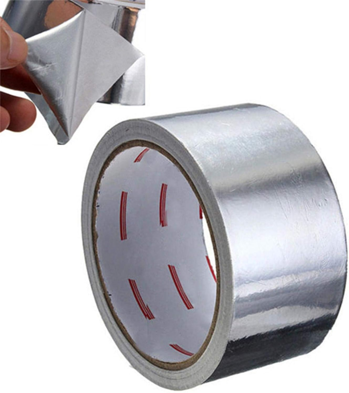 Aluminium Foil Adhesive Tape Adhesive Sealing Tape Heat Pipe Repair High Temperature Resistant Metal Roll Silver 5CM 17M Refined Pisole image number 6