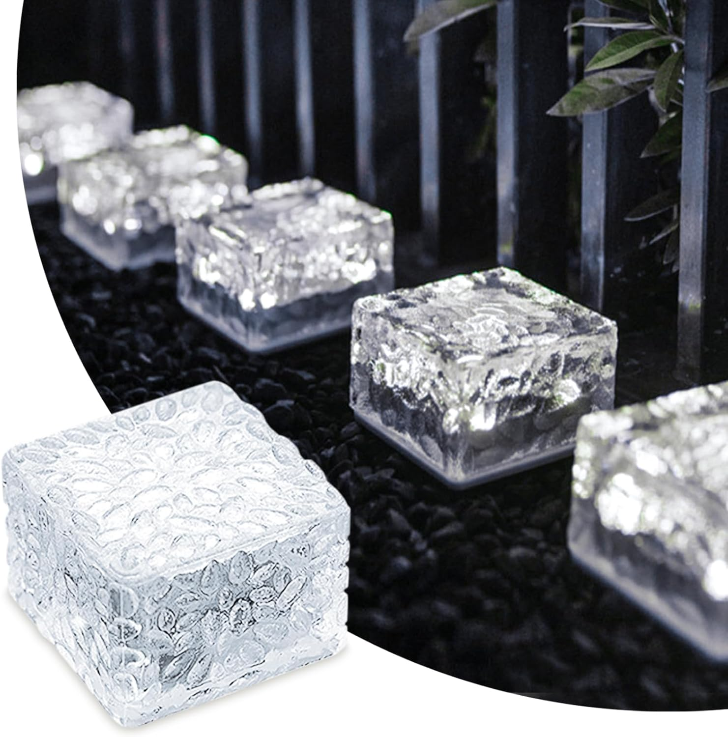 MEDOYOH 4PCS Warmwhite Light Solar Light PVC Brick, Solar LED Brick Light with Light Sensor, On/Off Solar Path Lights Outdoor Garden Ornaments for Lawn Path Courtyard Deck Ground Pond, 7X7X5Cm