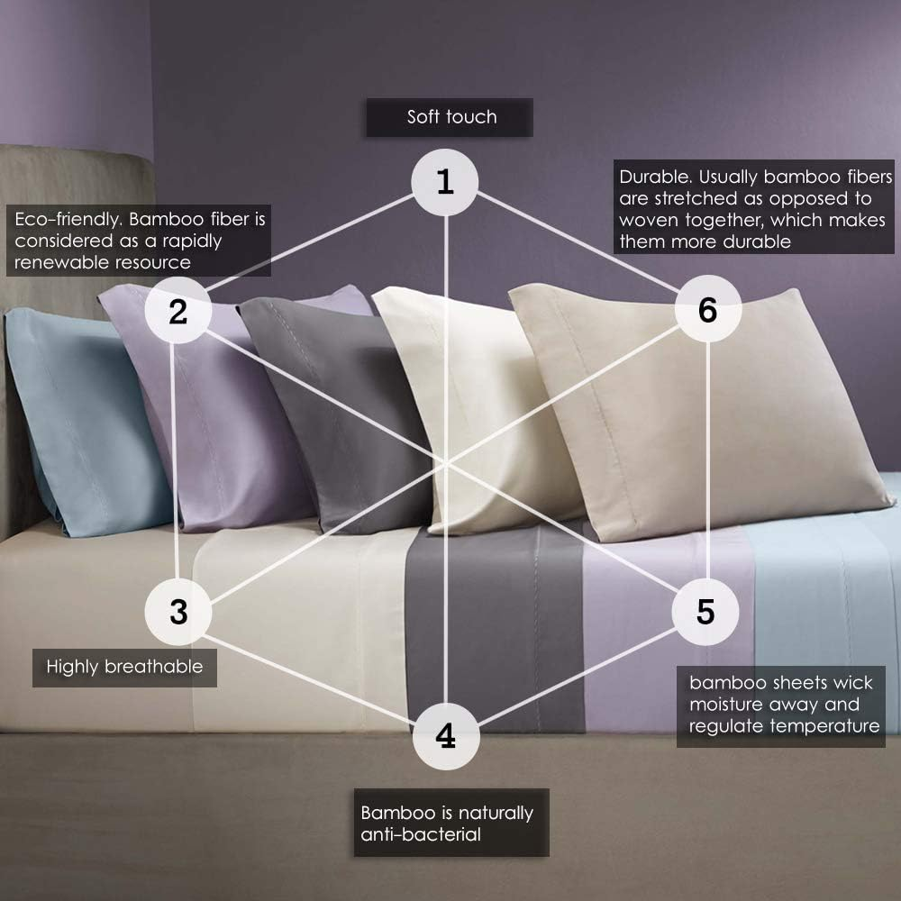 2000TC Bamboo Cooling Ultra Soft Breathable Sheet Set (Ocean Blue, King Single) image number 1