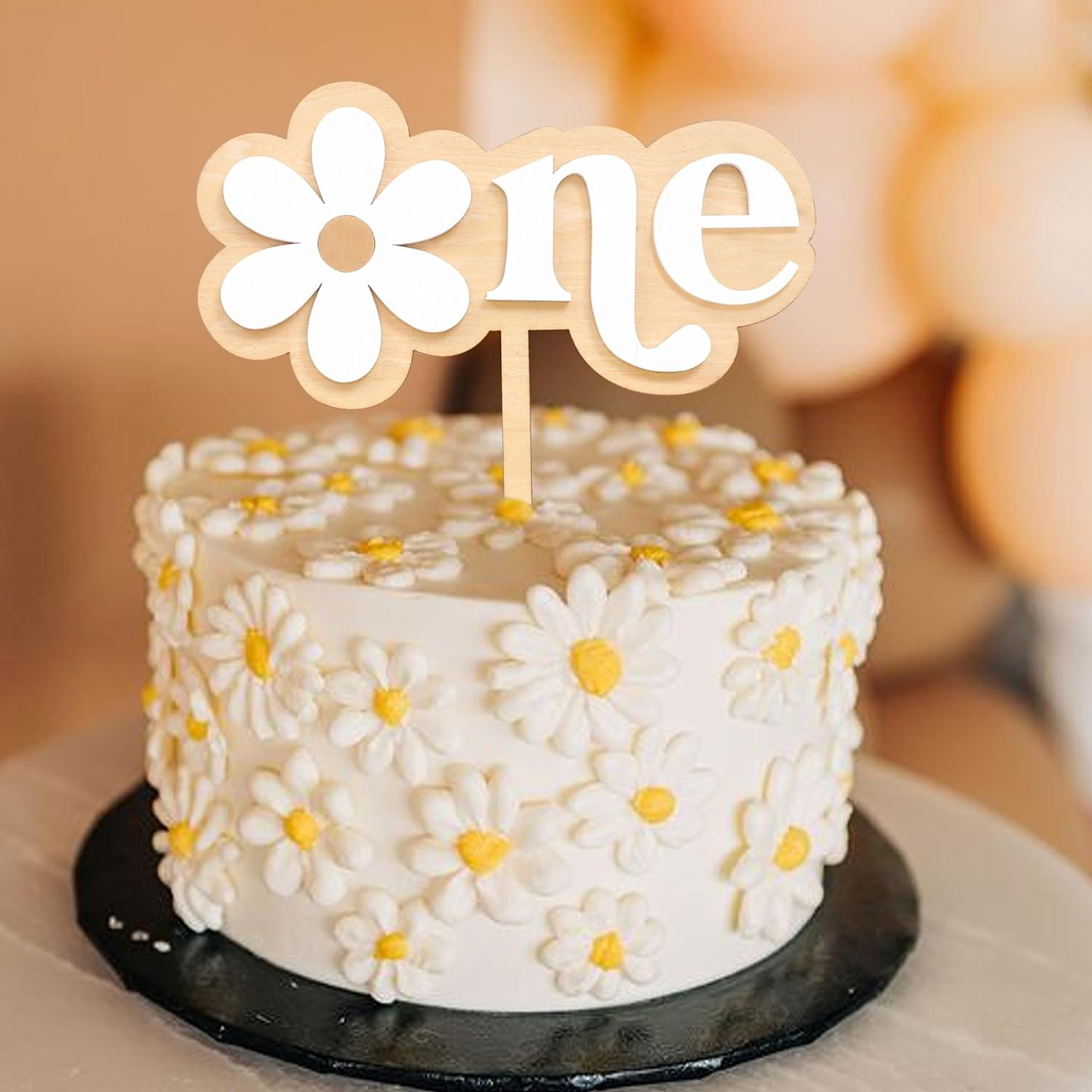 Daisy Cake Topper for 1St Birthday - First Birthday Cake Decoration, Retro Groovy Boho Daisy, Daisy Birthday Party Decor, Best Flower Cake Topper for Baby(Daisy One Cake Topper)