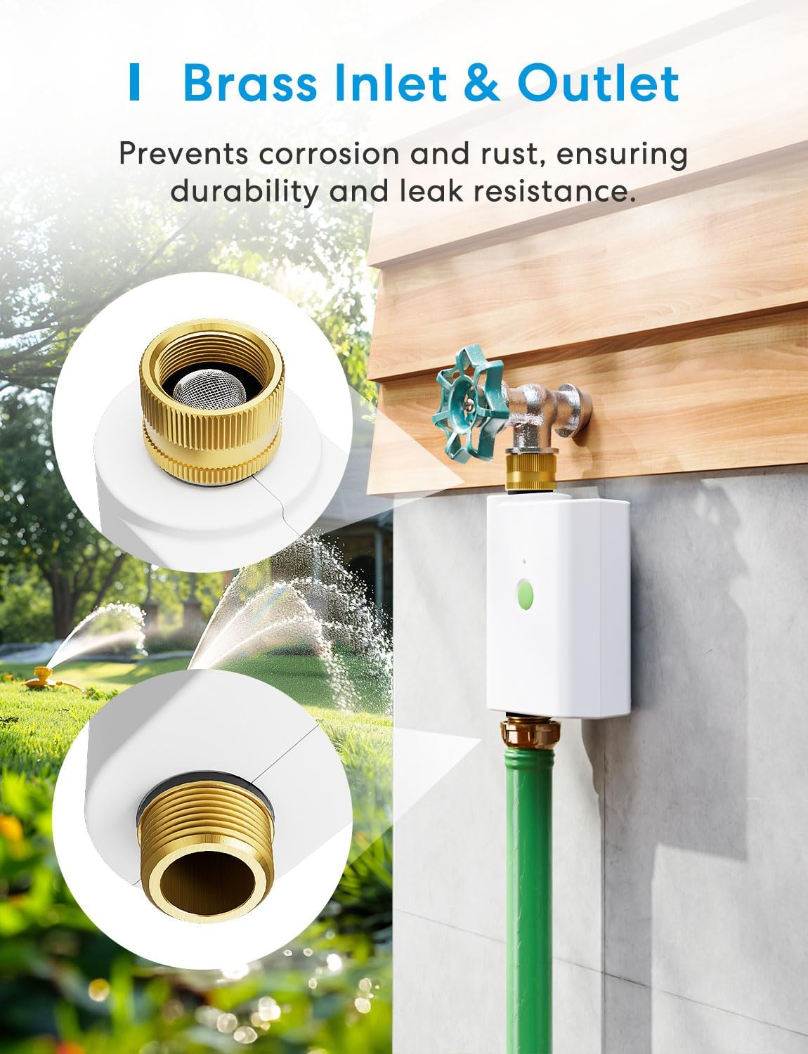 Meross Wifi Water Timer for Garden Hose, Smart Sprinkler Timer Works with Alexa, Google, Apple Homekit, IP65 Water Valve Controller with Auto Watering/Rain Skip/Alert for Drip Irrigation System, Lawn