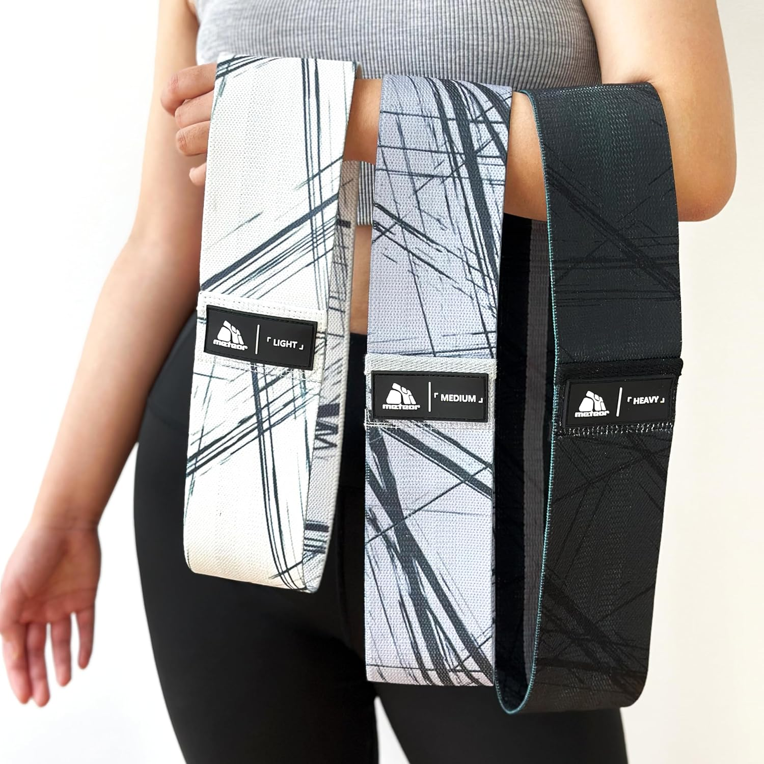 Meteor Non-Slip Resistance Bands - Fabric Booty Bands for Exercise & Fitness - Durable Hip and Squat Bands with Varying Resistance Levels for Strength Training