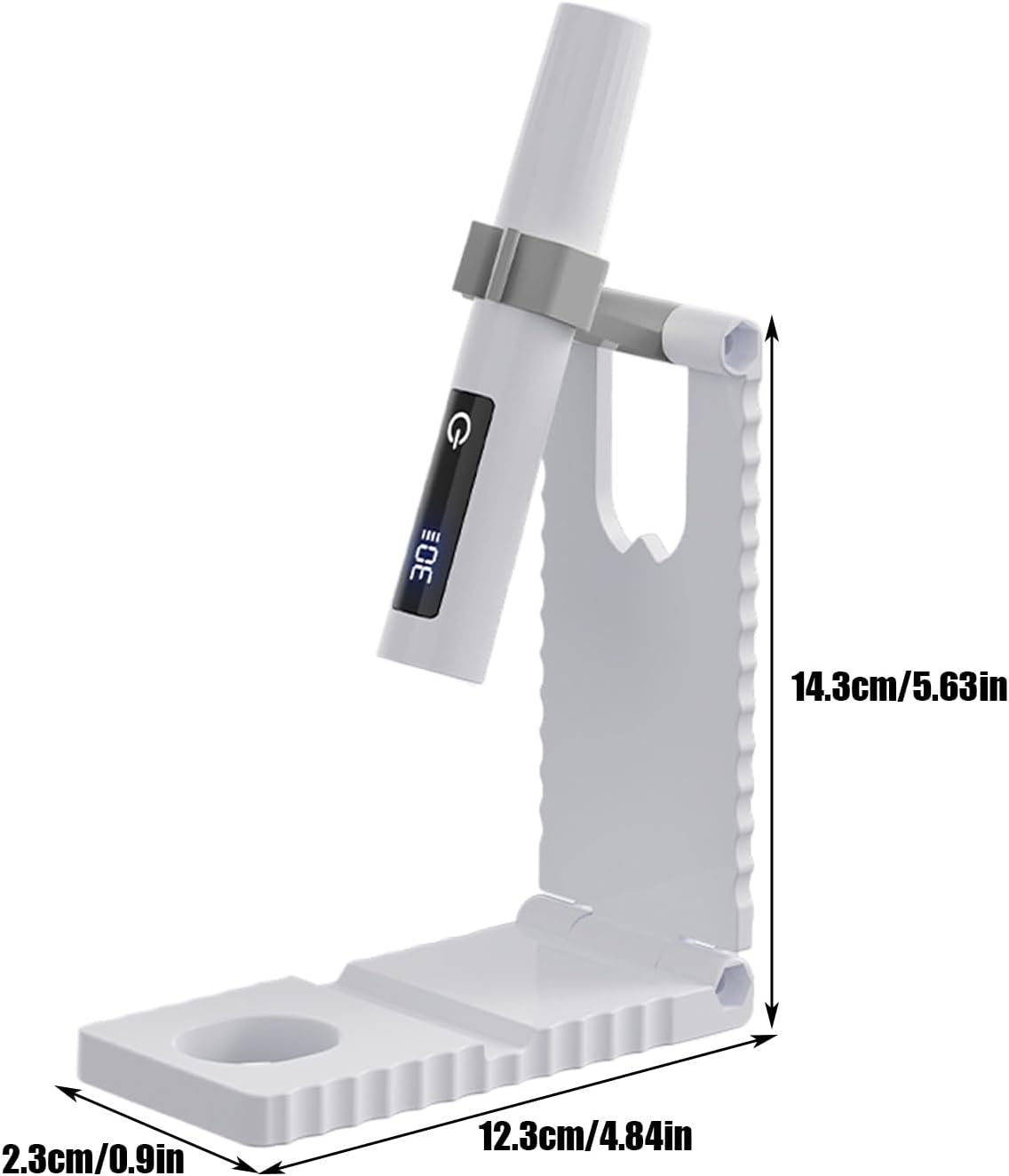 Mini UV Light for Gel Nails | USB Rechargeable Fingernail Lamp | LCD Display Nail Light with 2 Timing Modes for Camping Airplane Road Trip Desk Salon Studio Home Girls - White image number 3