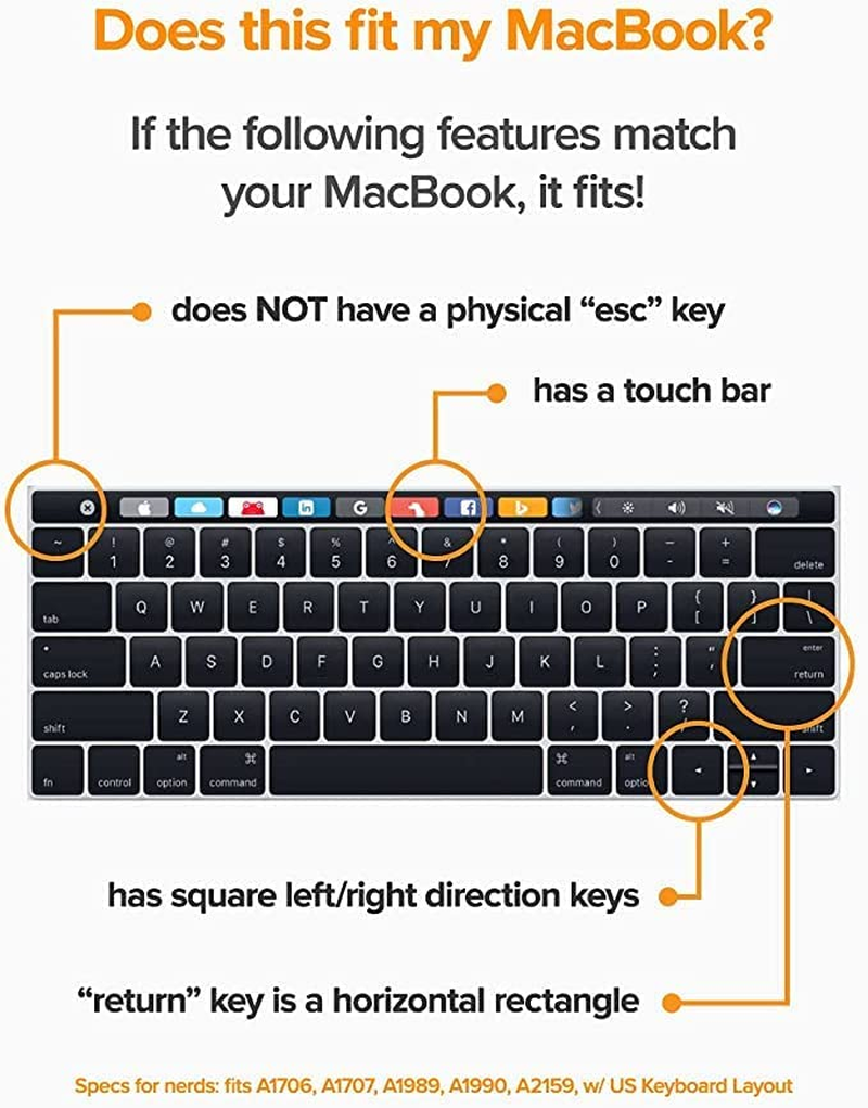 UPPERCASE Ghostcover Premium Ultra Thin Keyboard Protector Compatible with Macbook Pro with Touch Bar 13" and 15" (2016 2017 2018 2019, Apple Model Number A1706, A1707, A1989, A1990, A2159) image number 2