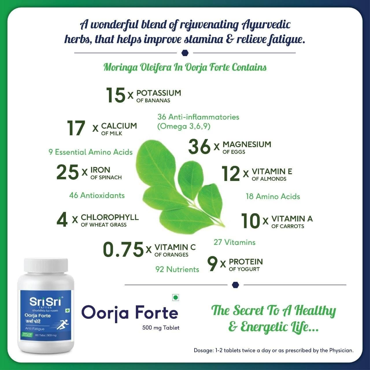 SRI SRI TATTVA Oorja - Energizer, 60 Tabs | 500MG image number 2